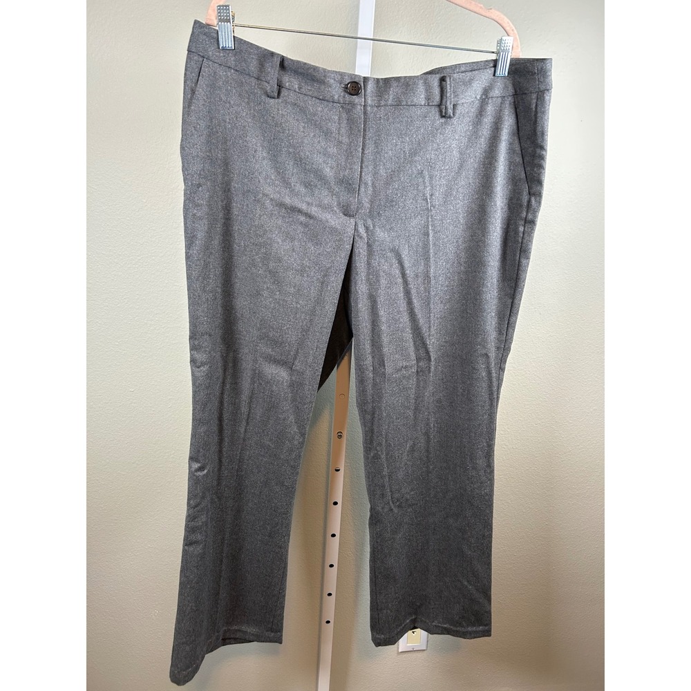 Talbots Windsor Trousers Women 14W Gray Italian Flannel Wool Straight Leg Pants